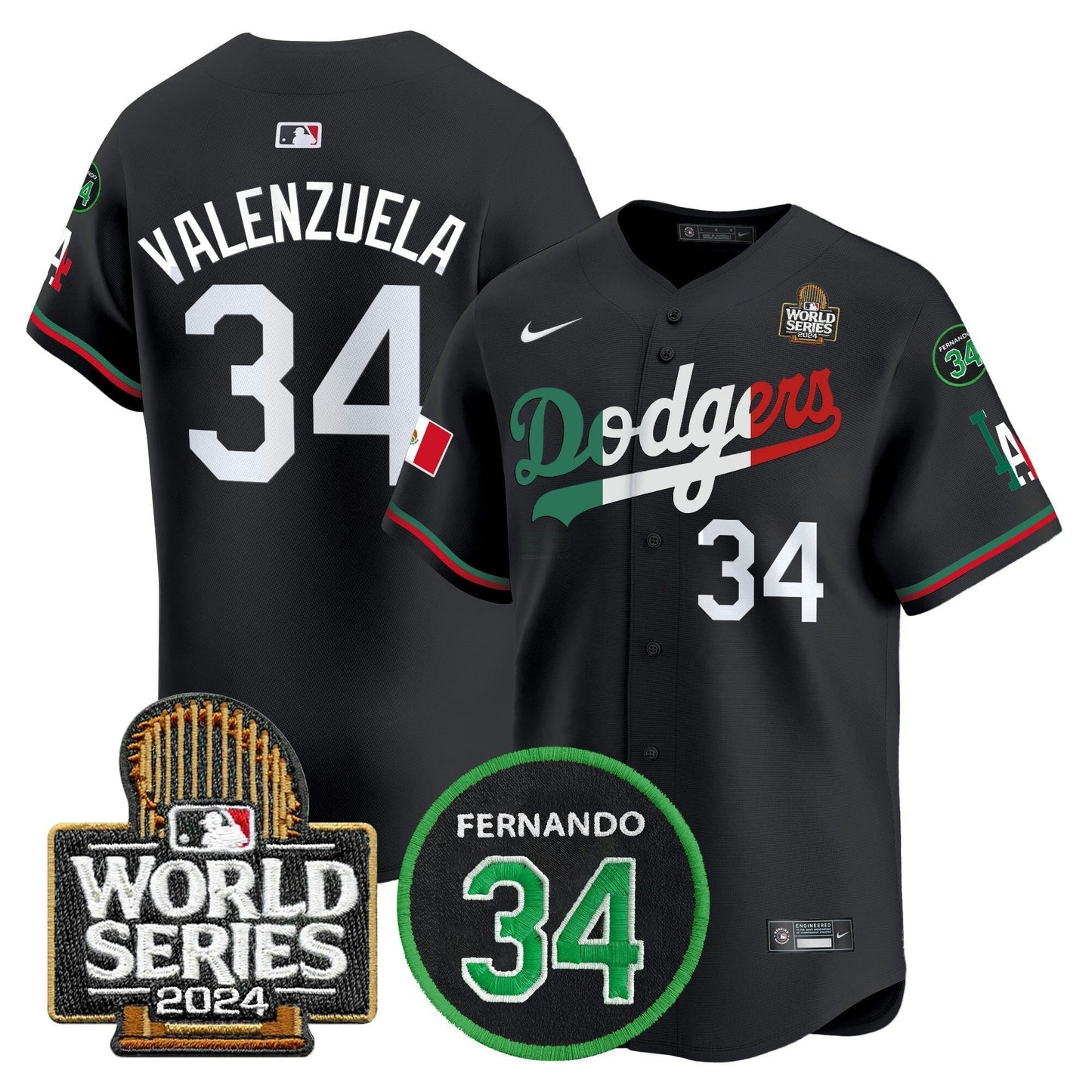 Camisa MLB Men’s Mexico Fernando Memorial & 2024 World Series Patch Vapor Premier Limited Jersey V3