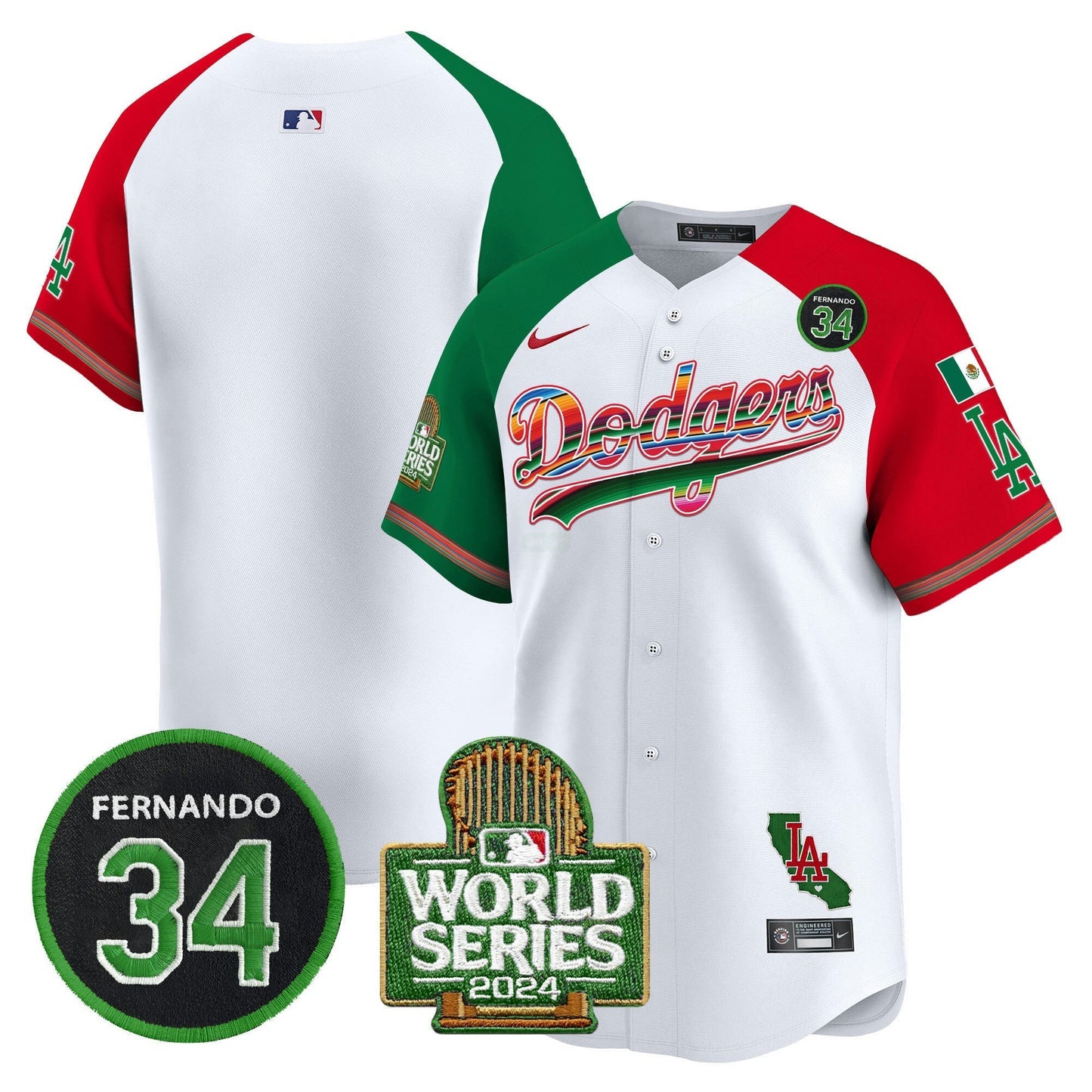 Camisa MLB Men’s Mexico Fernando Memorial & 2024 World Series Patch Vapor Premier Limited Jersey