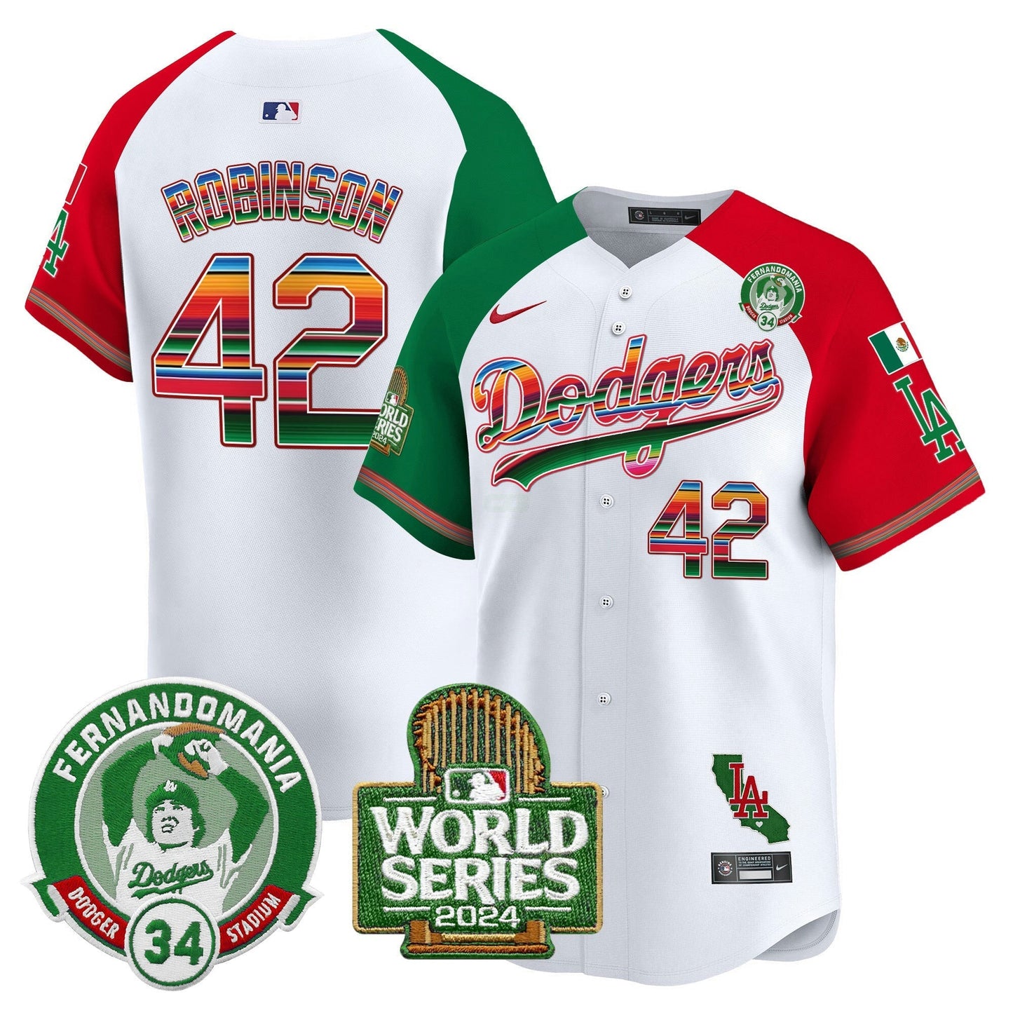 Camisa MLB Men’s Mexico Fernando Valenzuela & 2024 World Series Patch Vapor Premier Limited Jersey