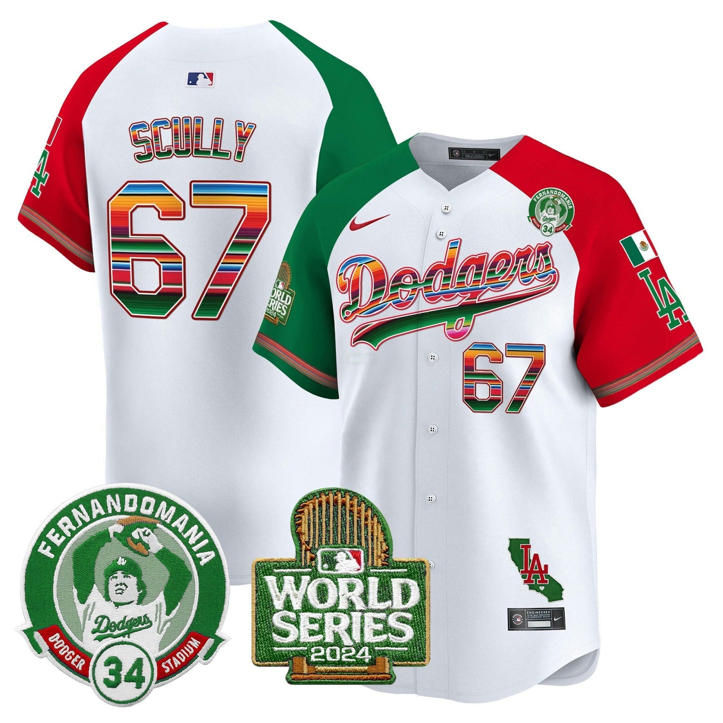 Camisa MLB Men’s Mexico Fernando Valenzuela & 2024 World Series Patch Vapor Premier Limited Jersey