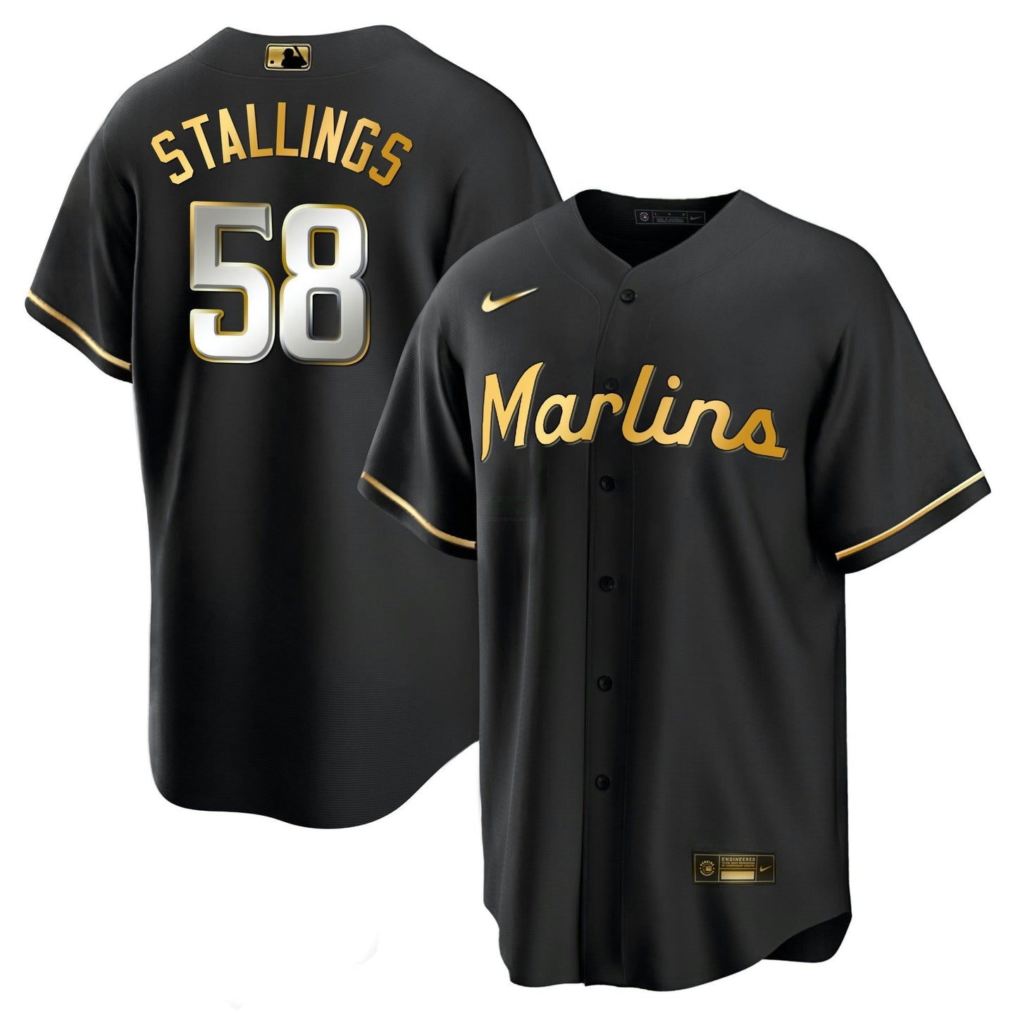 Camisa MLB Men’s Miami Black Limited & Dourada Jersey
