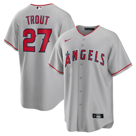 Camisa MLB Men’s Mike Trout Los Angeles Gray Jersey - Cinza