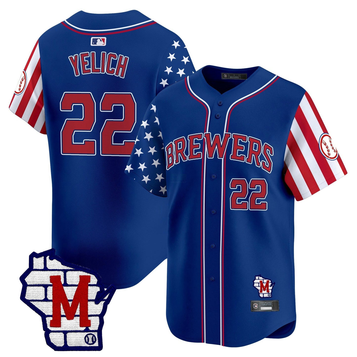 Camisa MLB Men’s Milwaukee 2025 Independence Day Vapor Premier Limited Jersey