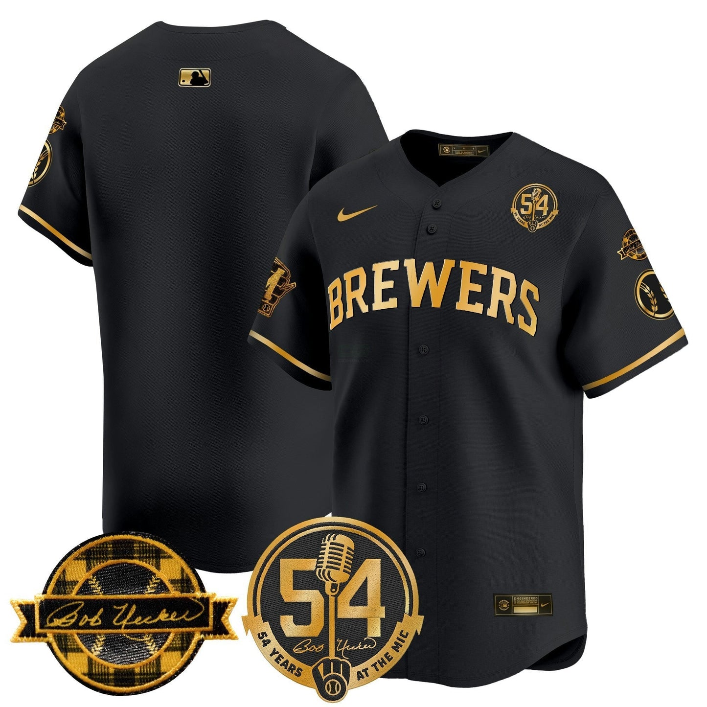 Camisa MLB Men’s Milwaukee ‘Bob Uecker – 54 Seasons for ’ Vapor Premier Limited Jersey