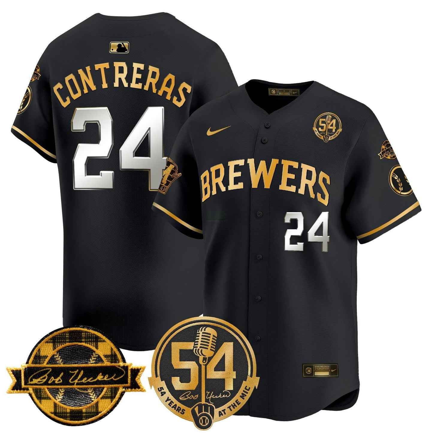 Camisa MLB Men’s Milwaukee ‘Bob Uecker – 54 Seasons for ’ Vapor Premier Limited Jersey
