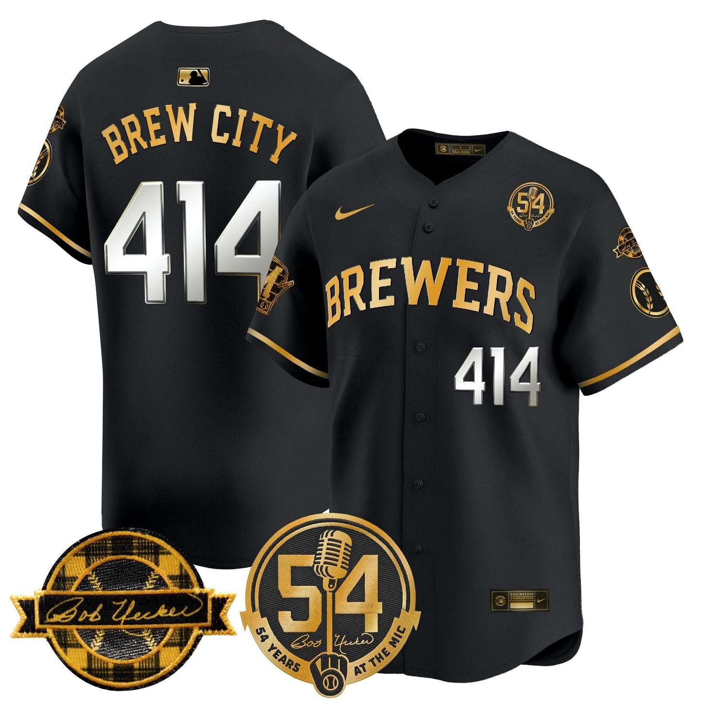 Camisa MLB Men’s Milwaukee ‘Bob Uecker – 54 Seasons for ’ Vapor Premier Limited Jersey