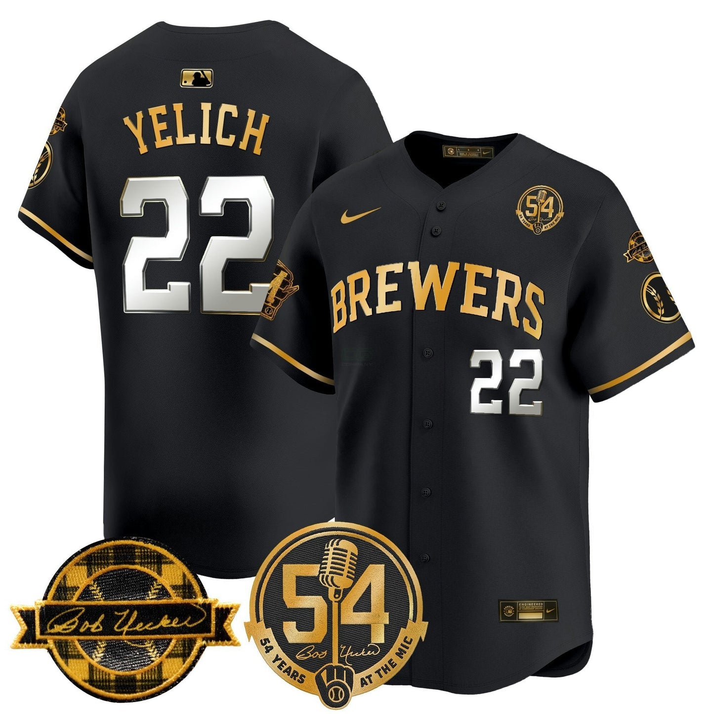 Camisa MLB Men’s Milwaukee ‘Bob Uecker – 54 Seasons for ’ Vapor Premier Limited Jersey
