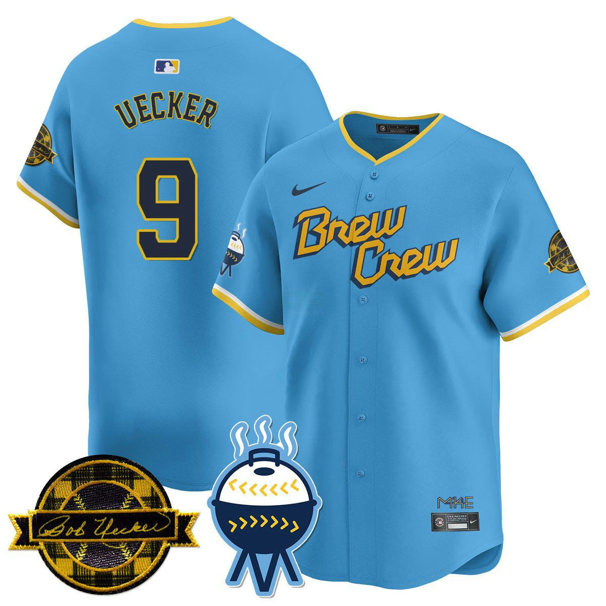 Camisa MLB Men’s Milwaukee Bob Uecker Patch Vapor Limited Jersey