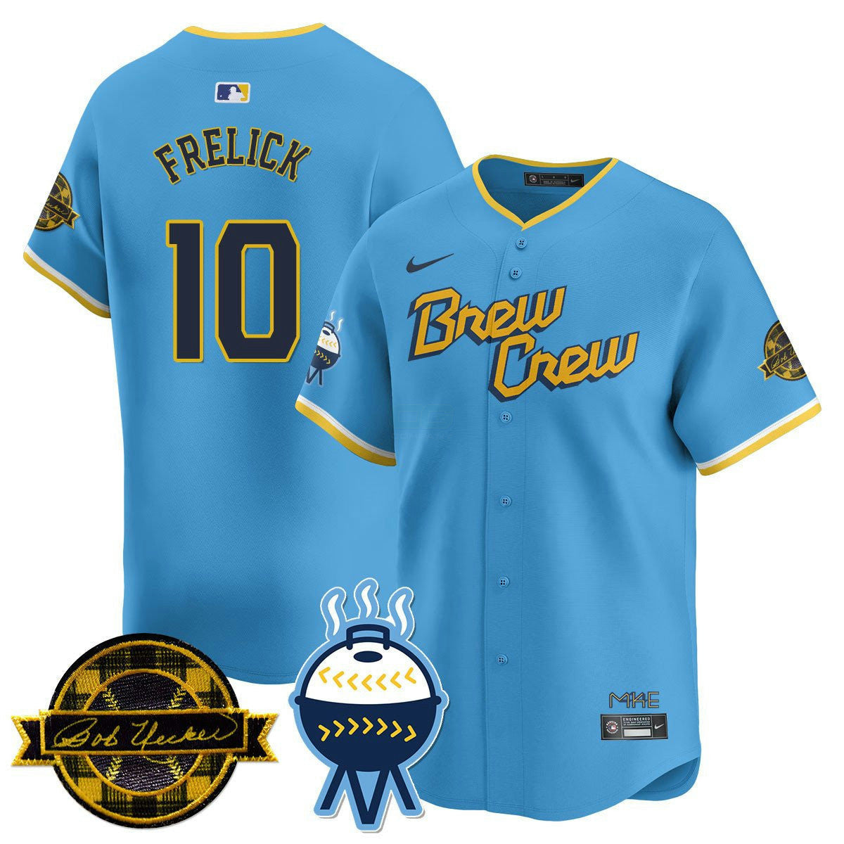 Camisa MLB Men’s Milwaukee Bob Uecker Patch Vapor Limited Jersey