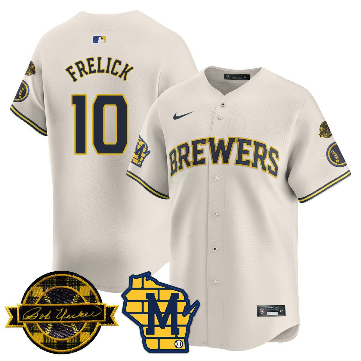 Camisa MLB Men’s Milwaukee Bob Uecker Patch Vapor Limited Jersey