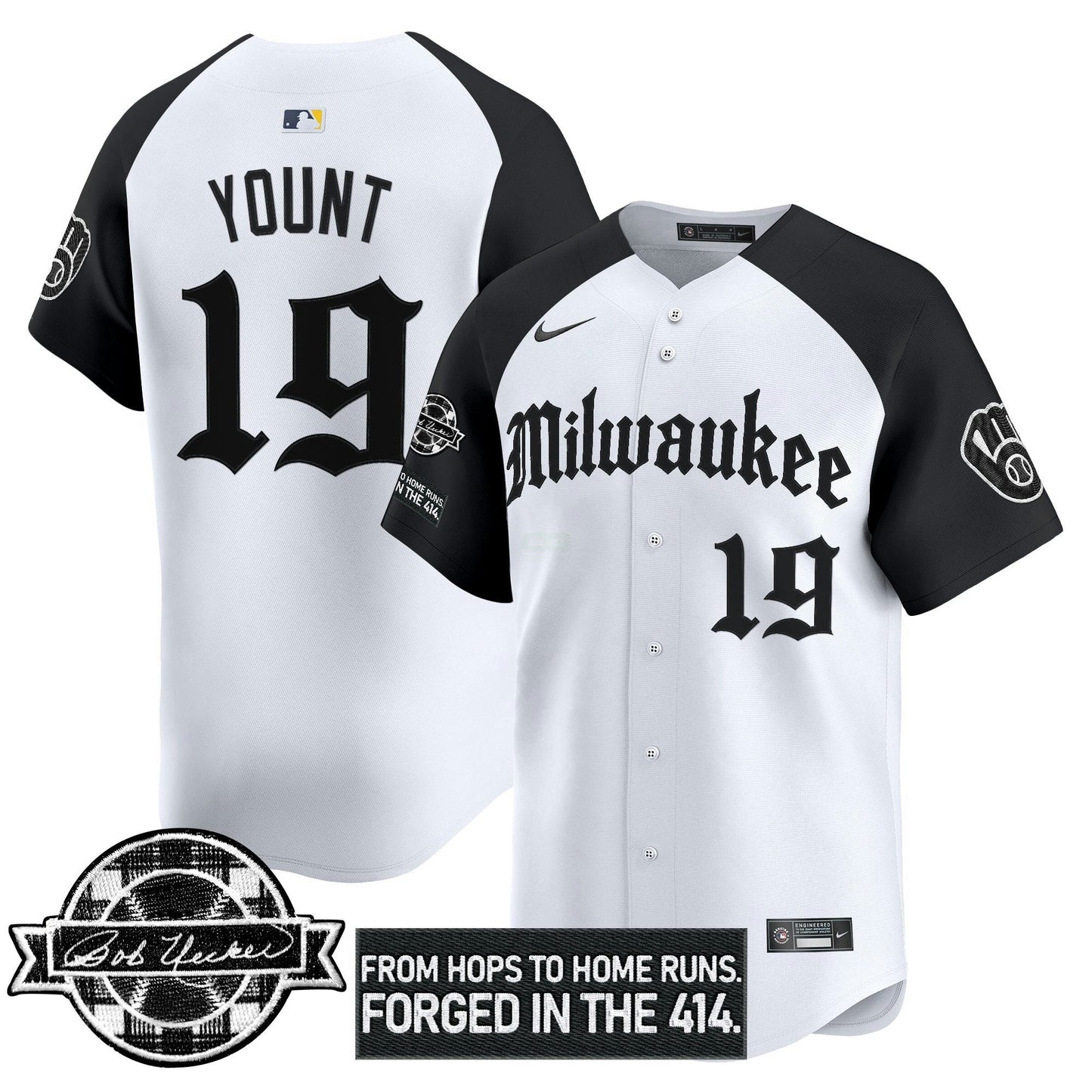 Camisa MLB Men’s Milwaukee Bob Uecker Patch Vapor Premier Limited Jersey – Gothic Edition