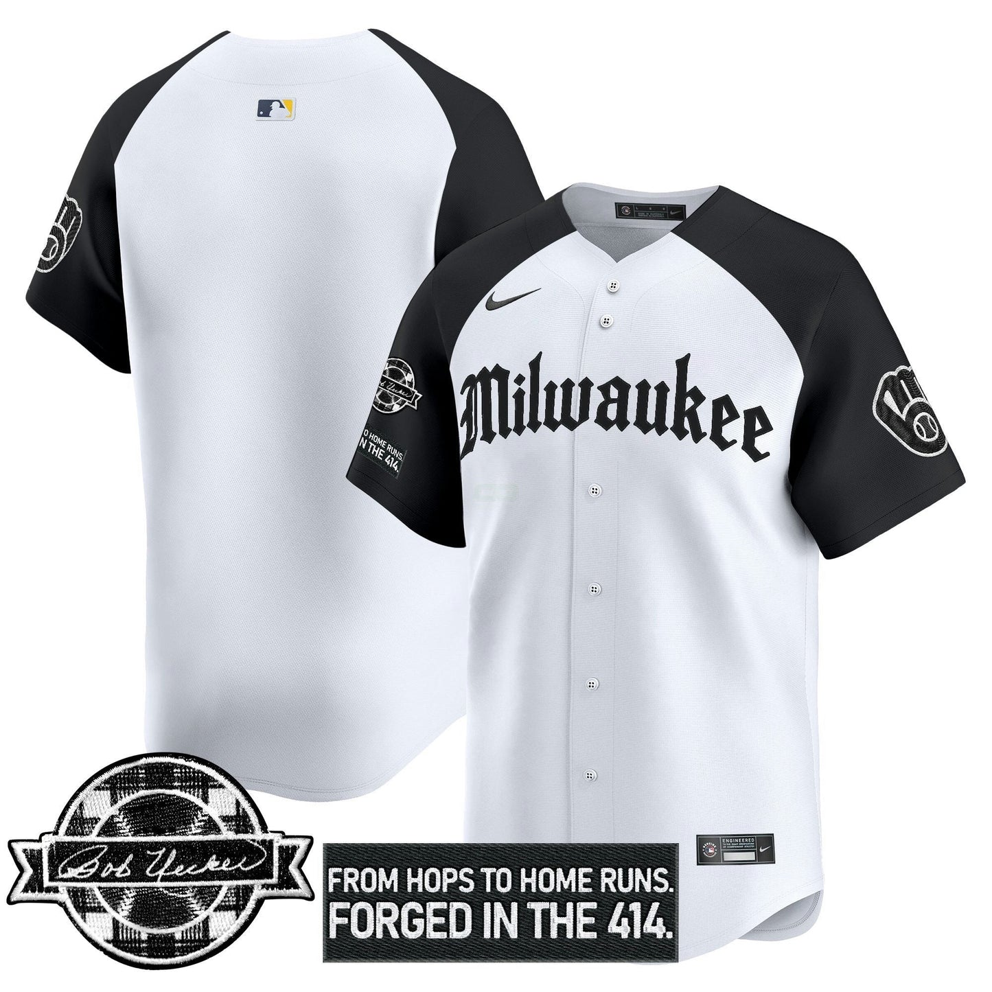 Camisa MLB Men’s Milwaukee Bob Uecker Patch Vapor Premier Limited Jersey – Gothic Edition