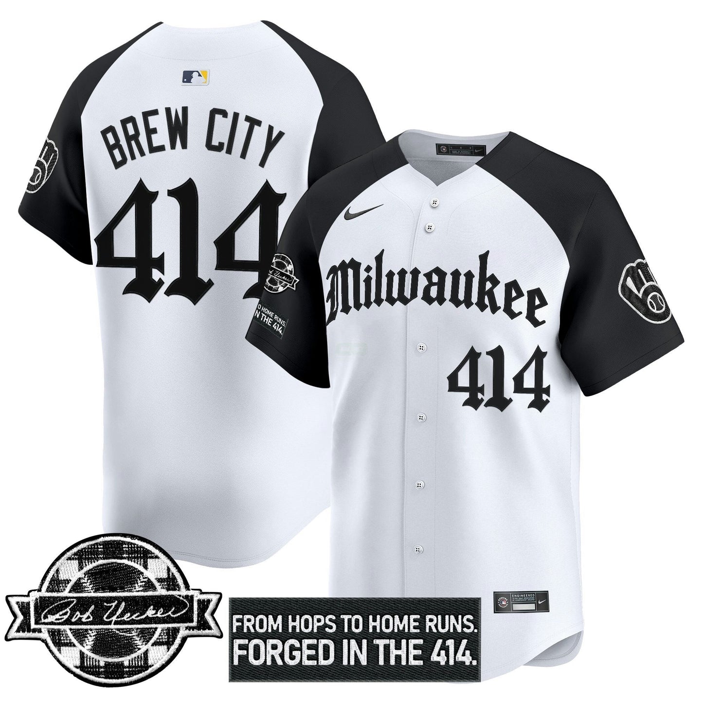 Camisa MLB Men’s Milwaukee Bob Uecker Patch Vapor Premier Limited Jersey – Gothic Edition