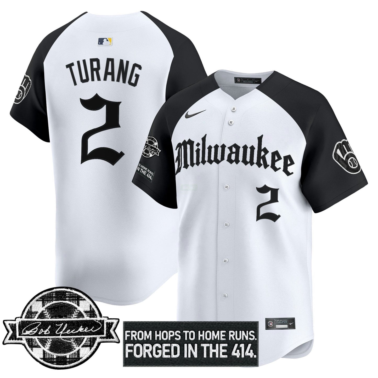 Camisa MLB Men’s Milwaukee Bob Uecker Patch Vapor Premier Limited Jersey – Gothic Edition