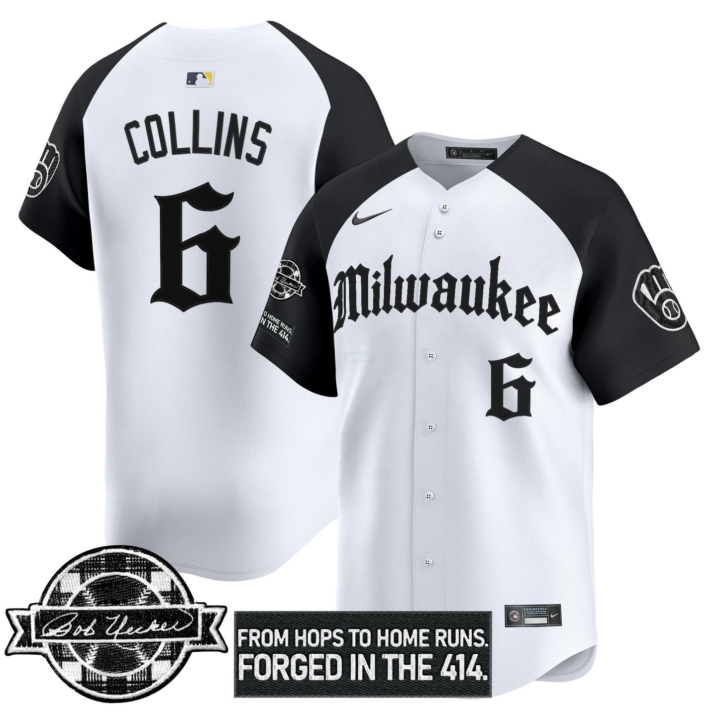 Camisa MLB Men’s Milwaukee Bob Uecker Patch Vapor Premier Limited Jersey – Gothic Edition