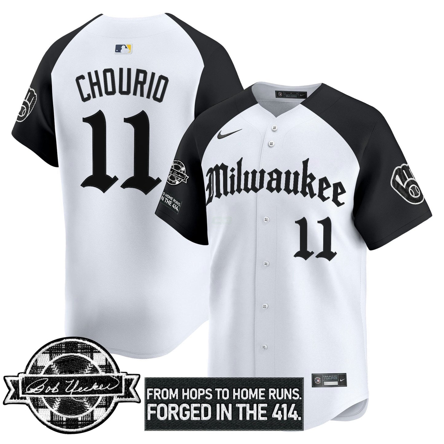 Camisa MLB Men’s Milwaukee Bob Uecker Patch Vapor Premier Limited Jersey – Gothic Edition