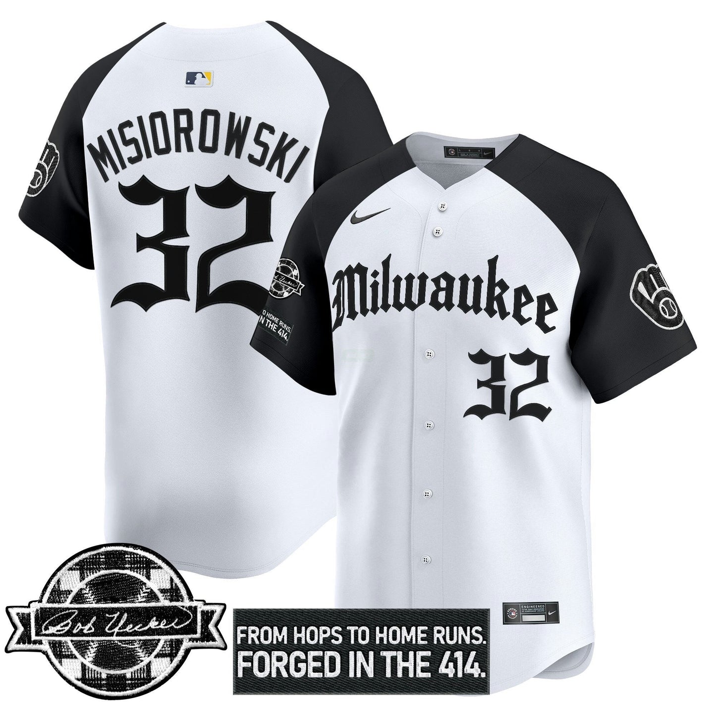 Camisa MLB Men’s Milwaukee Bob Uecker Patch Vapor Premier Limited Jersey – Gothic Edition