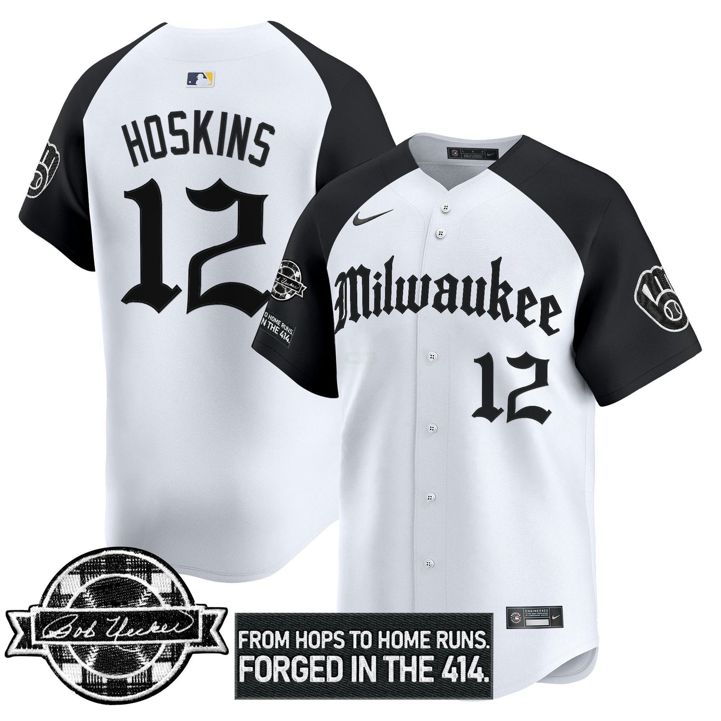 Camisa MLB Men’s Milwaukee Bob Uecker Patch Vapor Premier Limited Jersey – Gothic Edition