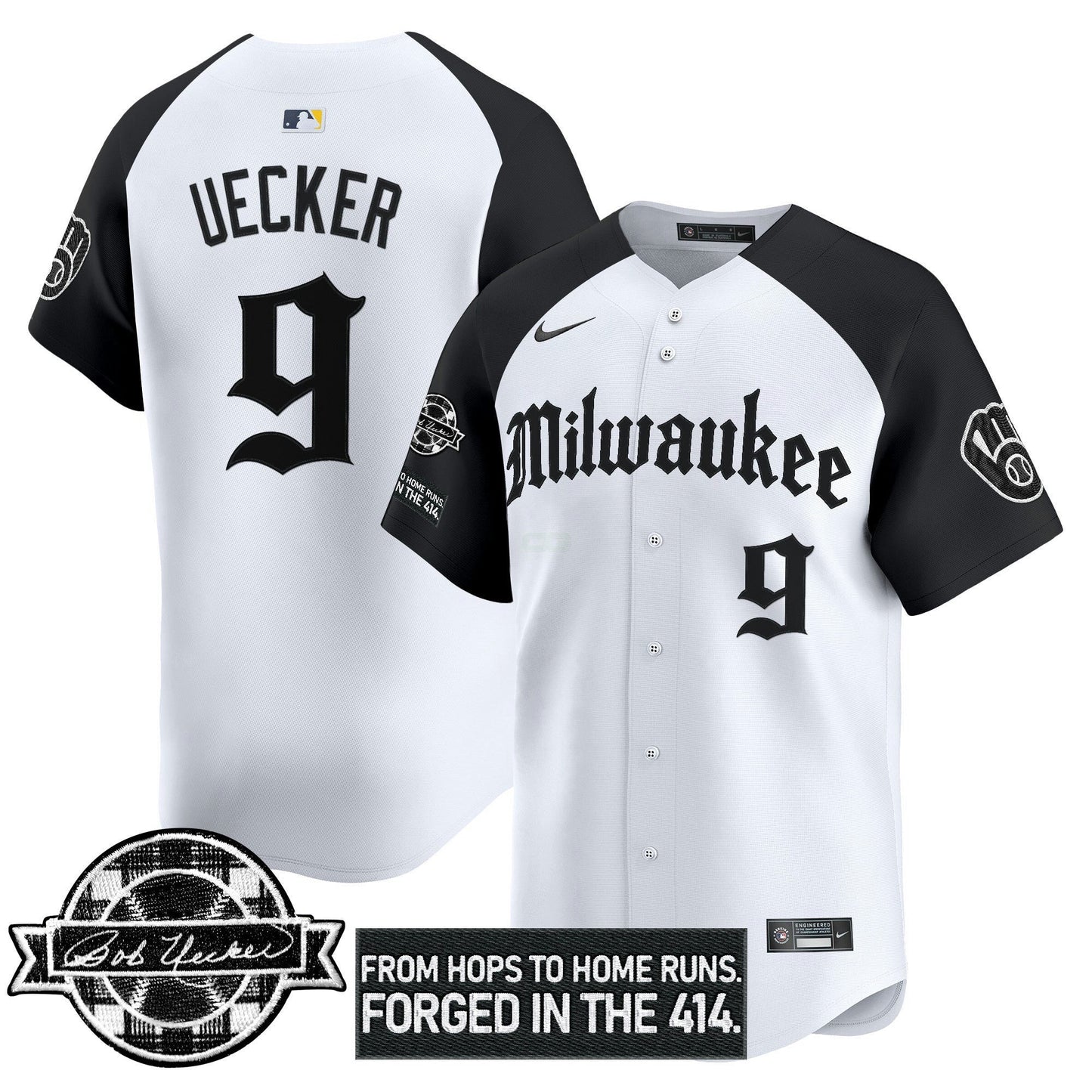Camisa MLB Men’s Milwaukee Bob Uecker Patch Vapor Premier Limited Jersey – Gothic Edition