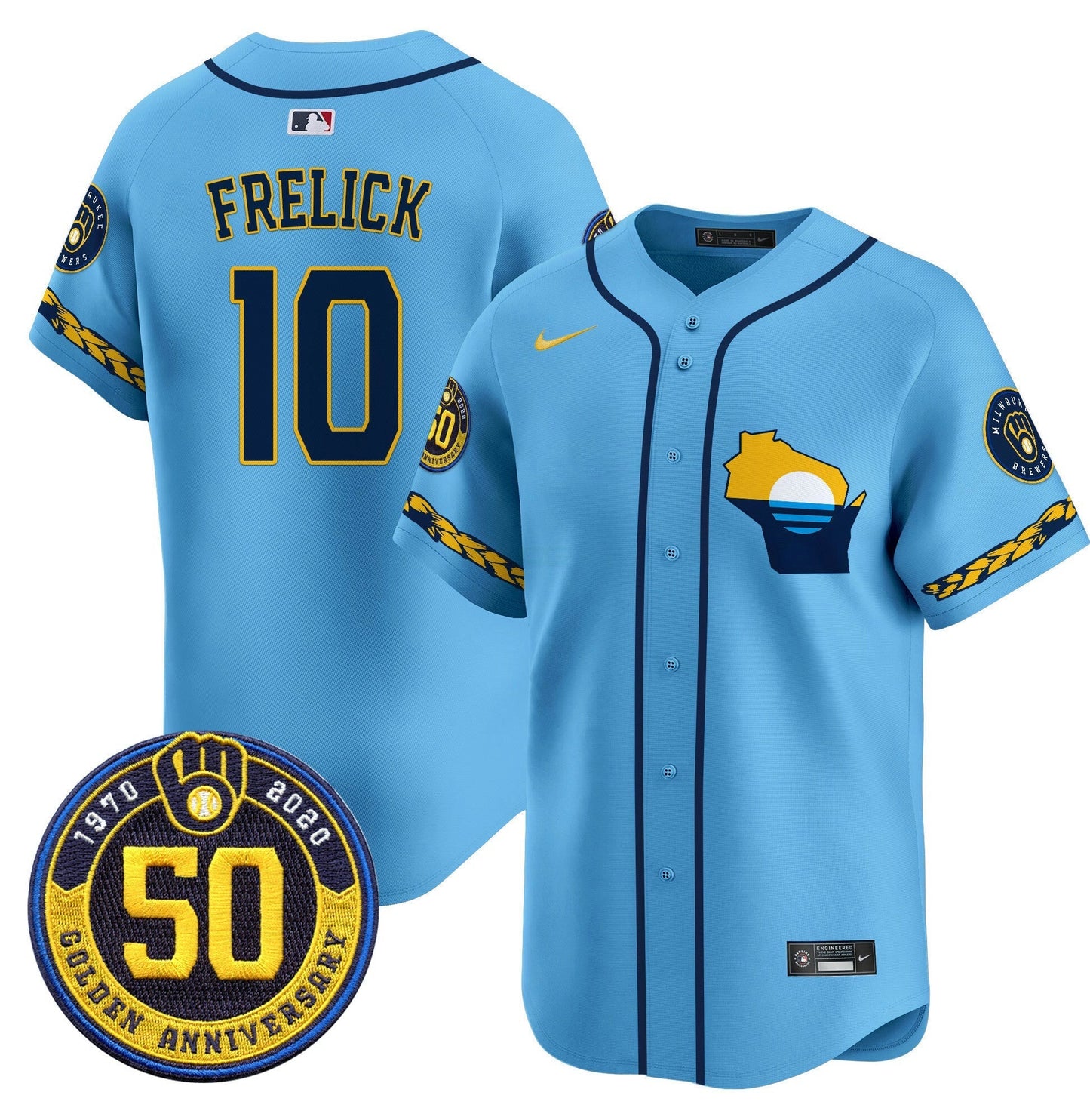 Camisa MLB Men’s Milwaukee Golden 50th Anniversary Patch Vapor Premier Limited Jersey