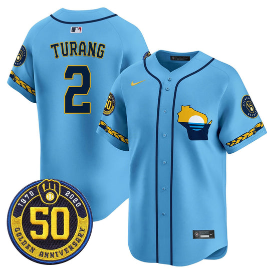 Camisa MLB Men’s Milwaukee Golden 50th Anniversary Patch Vapor Premier Limited Jersey