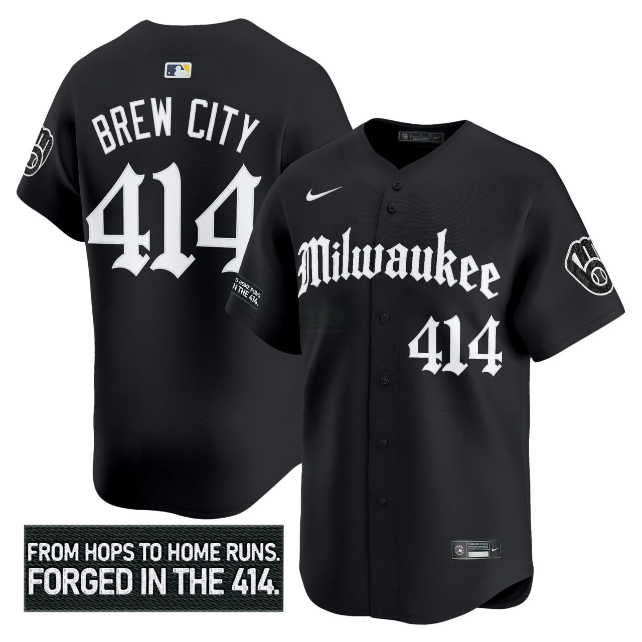 Camisa MLB Men’s Milwaukee ‘Gothic 414 Shadows Edition’ Vapor Premier Limited Jersey