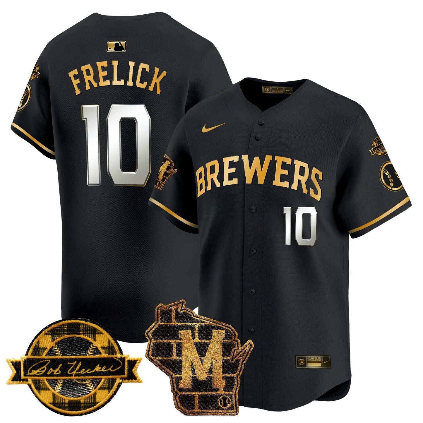 Camisa MLB Men’s Milwaukee Home & Bob Uecker Patch Vapor Premier Limited Jersey