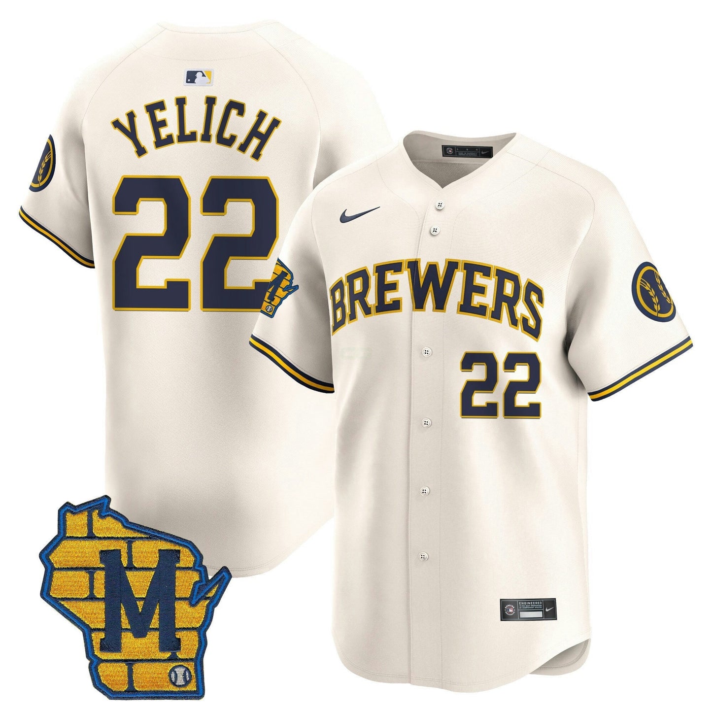 Camisa MLB Men’s Milwaukee Home Patch Vapor Premier Limited Jersey