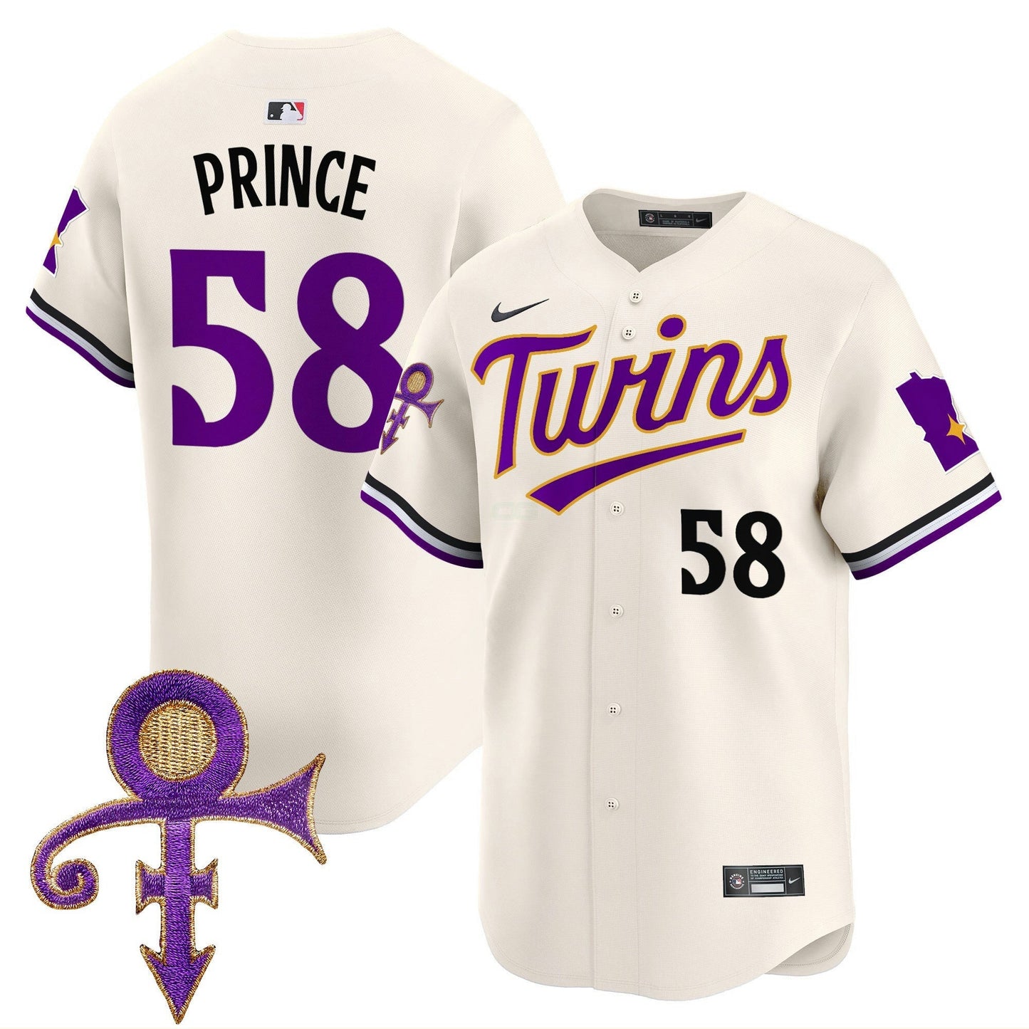 Camisa MLB Men’s Minnesota Prince Patch Vapor Premier Limited Jersey V3