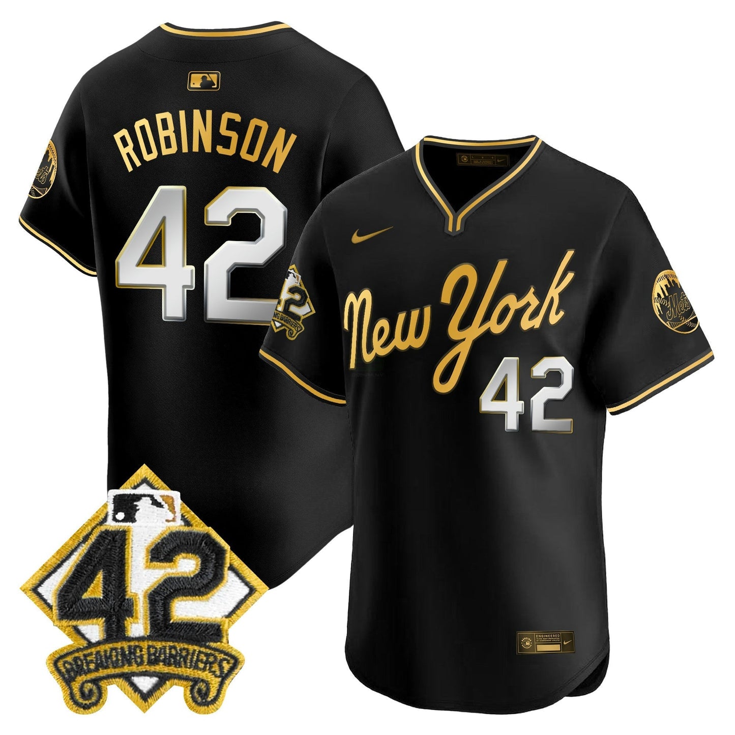 Camisa MLB Men’s New York 2025 Jackie Robinson Patch Road Alternativa Jersey
