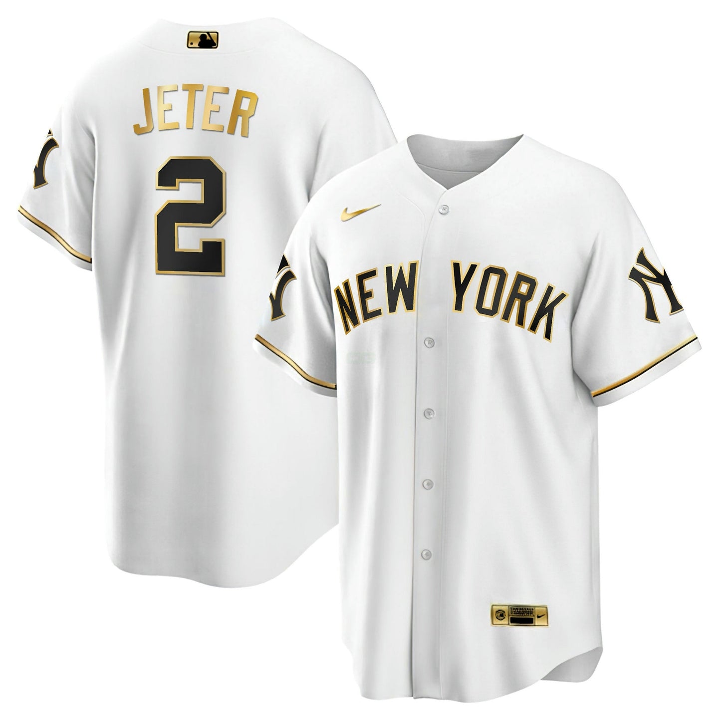 Camisa MLB Men’s New York Branca Dourada & Preta Dourada Jersey