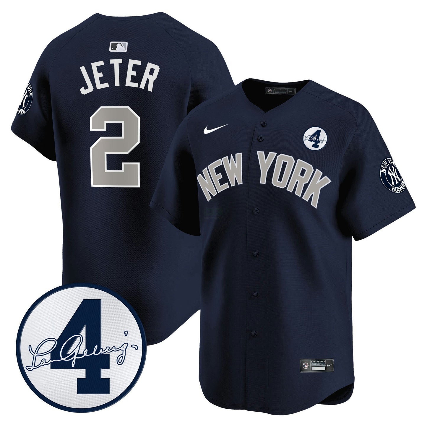 Camisa MLB Men’s New York Lou Gehrig Patch Vapor Premier Limited Jersey