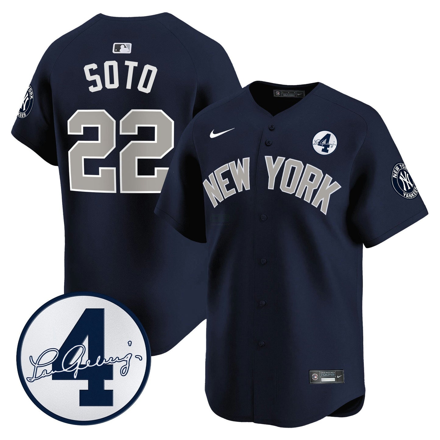 Camisa MLB Men’s New York Lou Gehrig Patch Vapor Premier Limited Jersey
