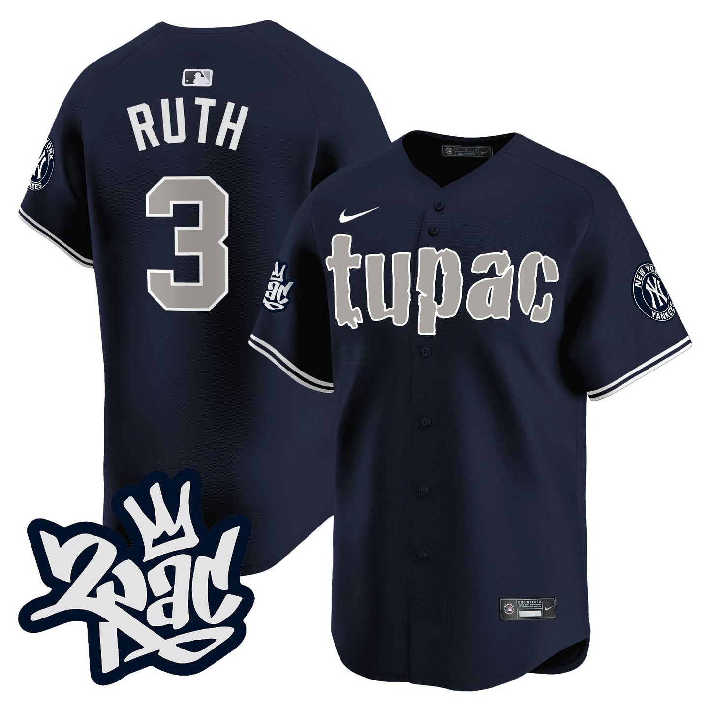 Camisa MLB Men’s New York Tupac Shakur Vapor Premier Limited Jersey