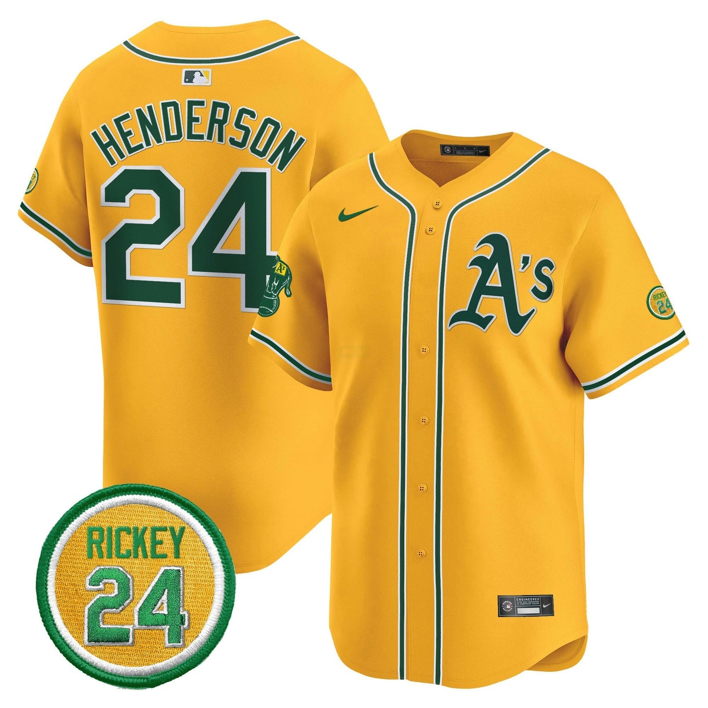 Camisa MLB Men’s Oakland Rickey Henderson Patch Vapor Premier Limited Jersey