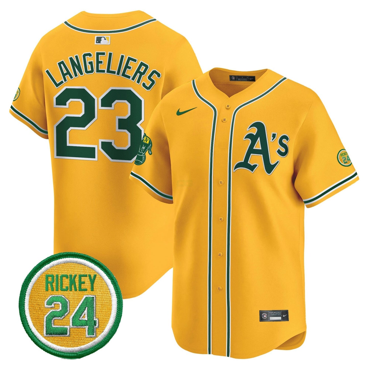 Camisa MLB Men’s Oakland Rickey Henderson Patch Vapor Premier Limited Jersey