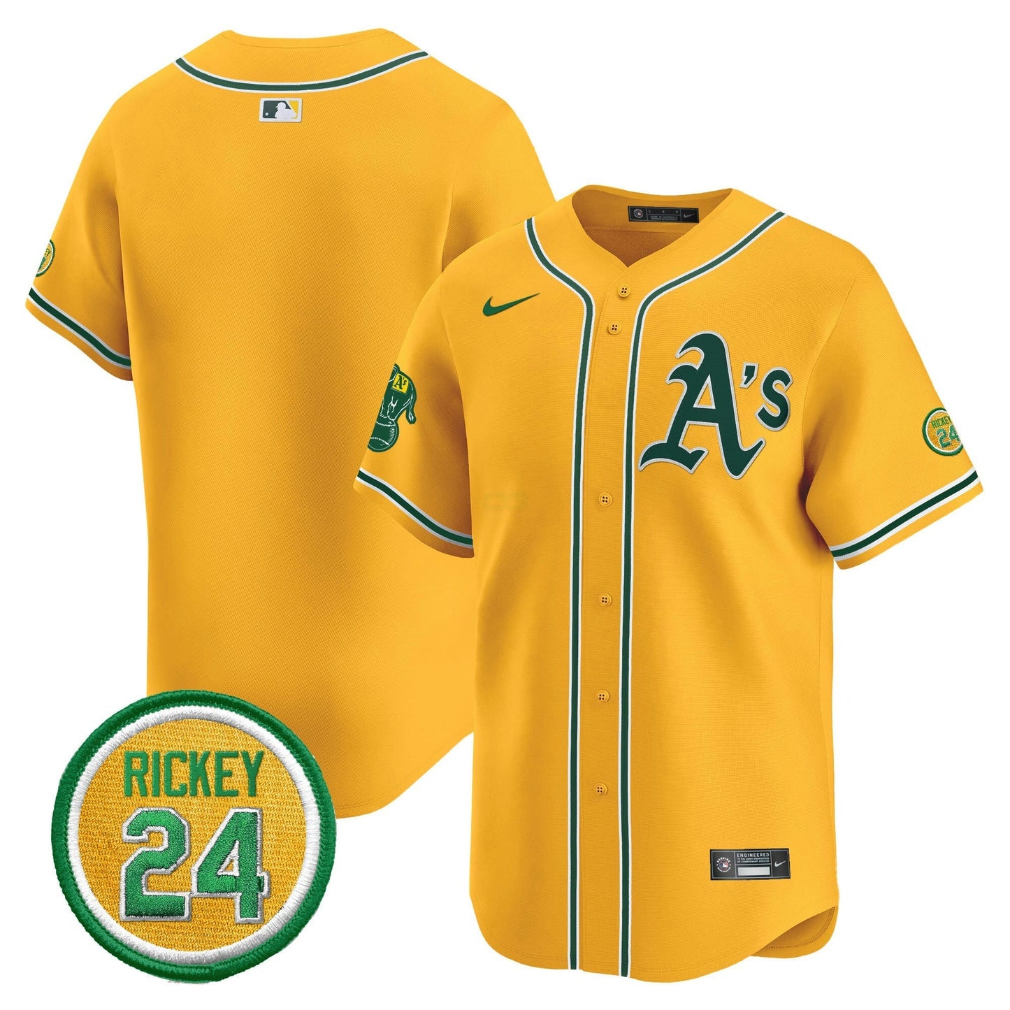 Camisa MLB Men’s Oakland Rickey Henderson Patch Vapor Premier Limited Jersey