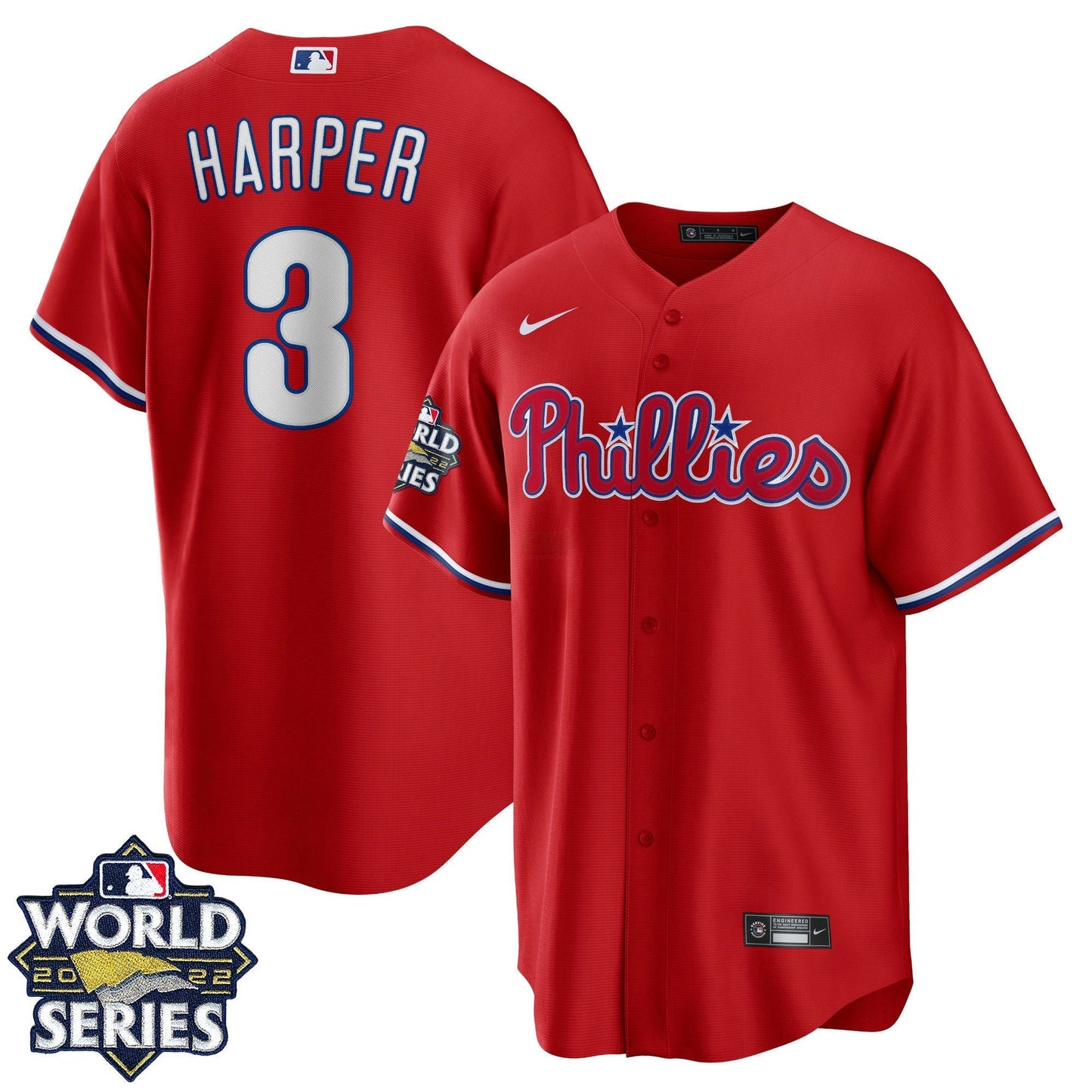 Camisa MLB Men’s Philadelphia 2022 World Series Vermelha Alternativa Player Jersey