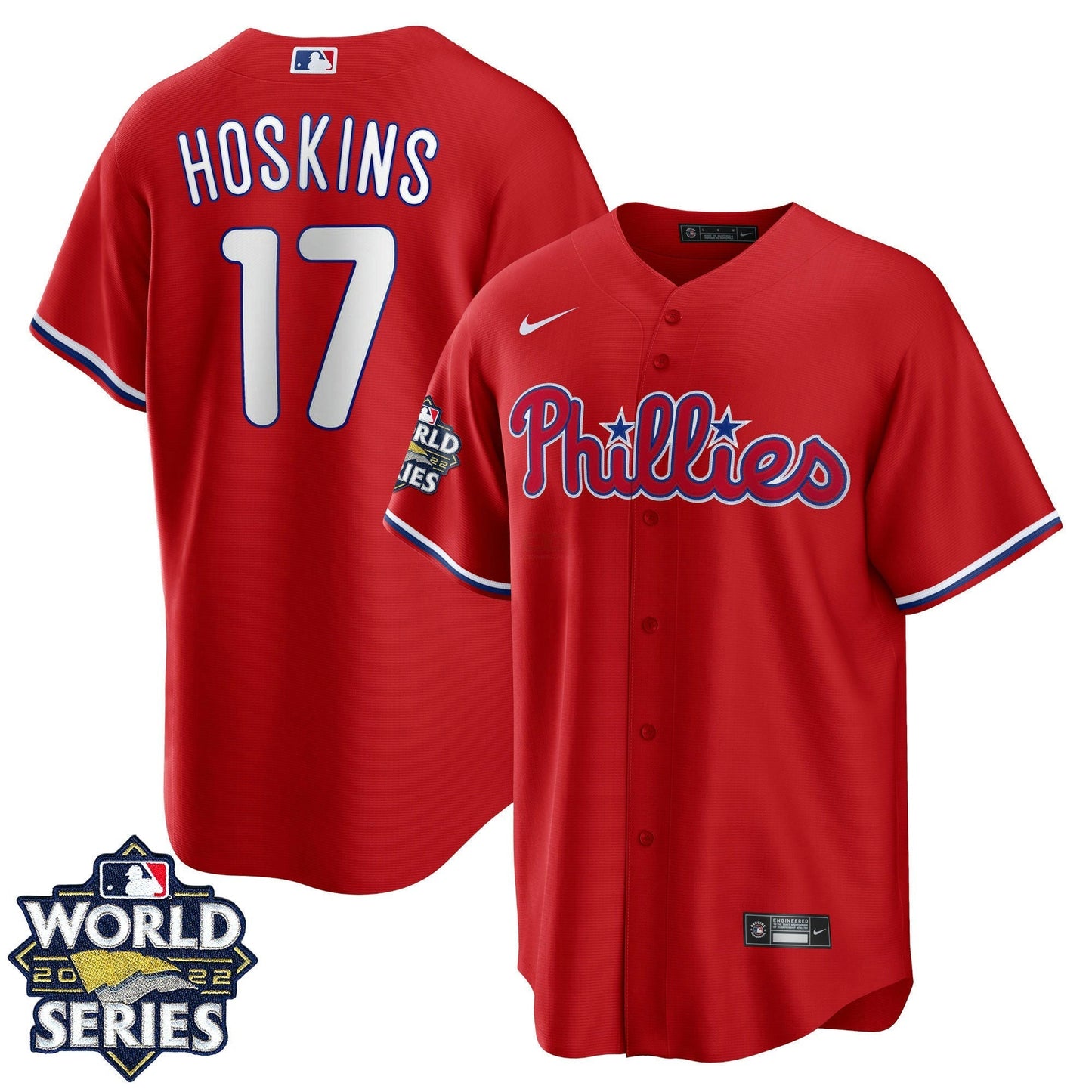 Camisa MLB Men’s Philadelphia 2022 World Series Vermelha Alternativa Player Jersey