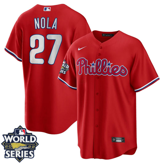 Camisa MLB Men’s Philadelphia 2022 World Series Vermelha Alternativa Player Jersey
