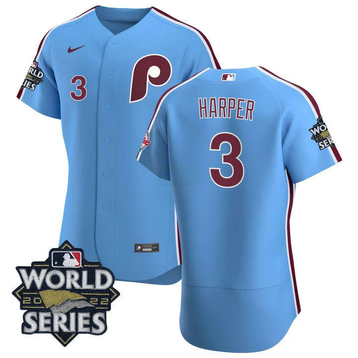 Camisa MLB Men’s Philadelphia Cooperstown 2022 World Series Patch Jersey