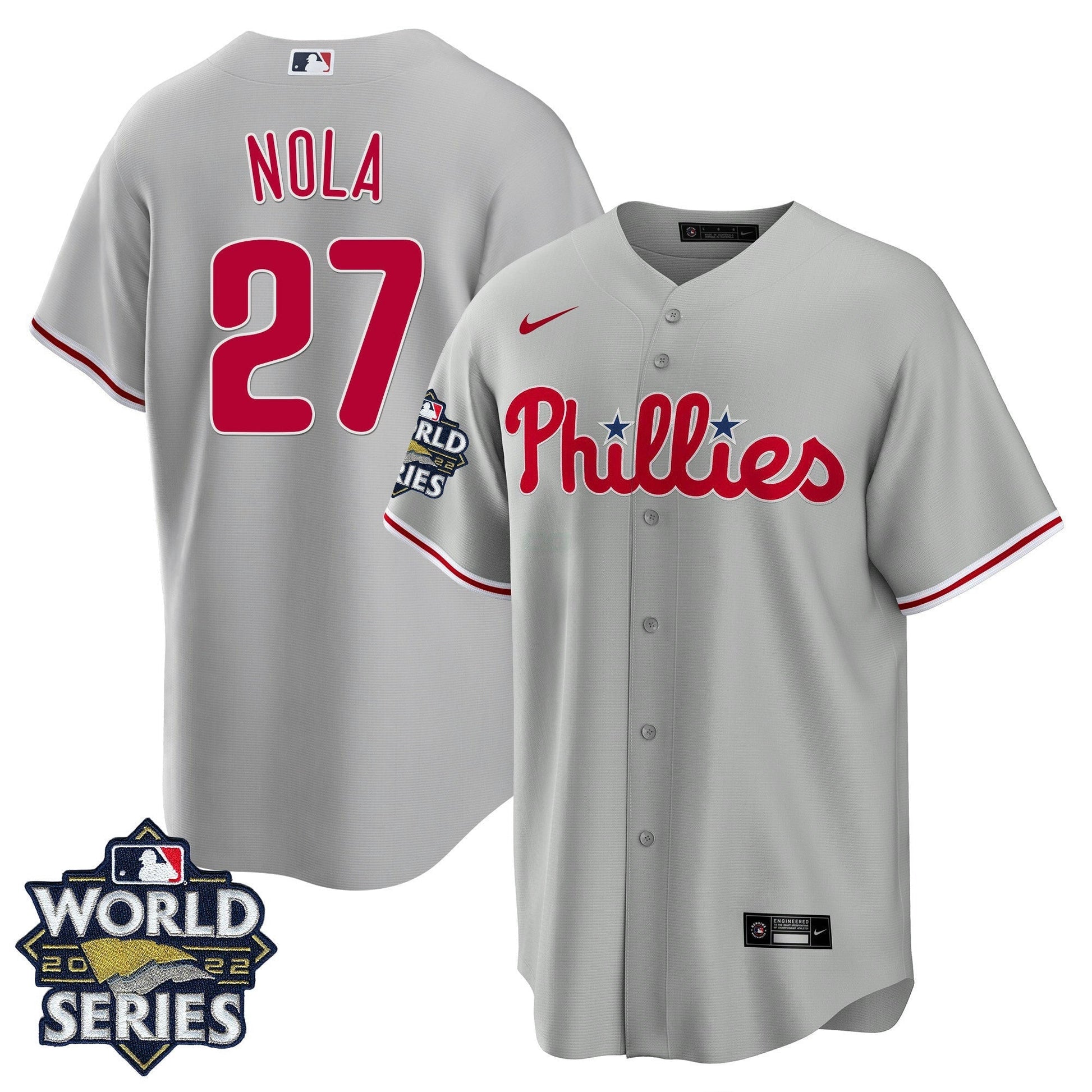 Camisa MLB Men’s Philadelphia Gray Road 2022 World Series Jersey