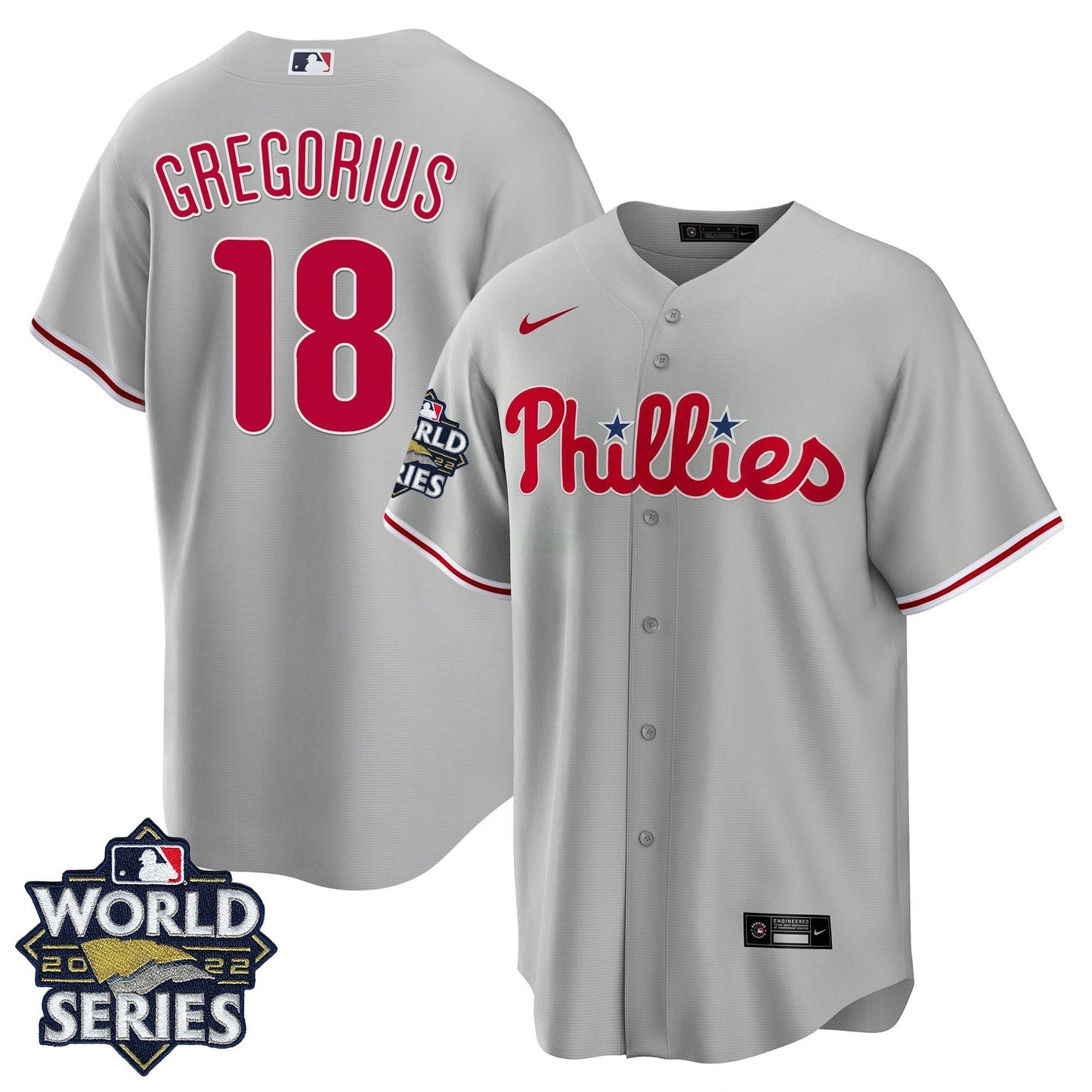Camisa MLB Men’s Philadelphia Gray Road 2022 World Series Jersey