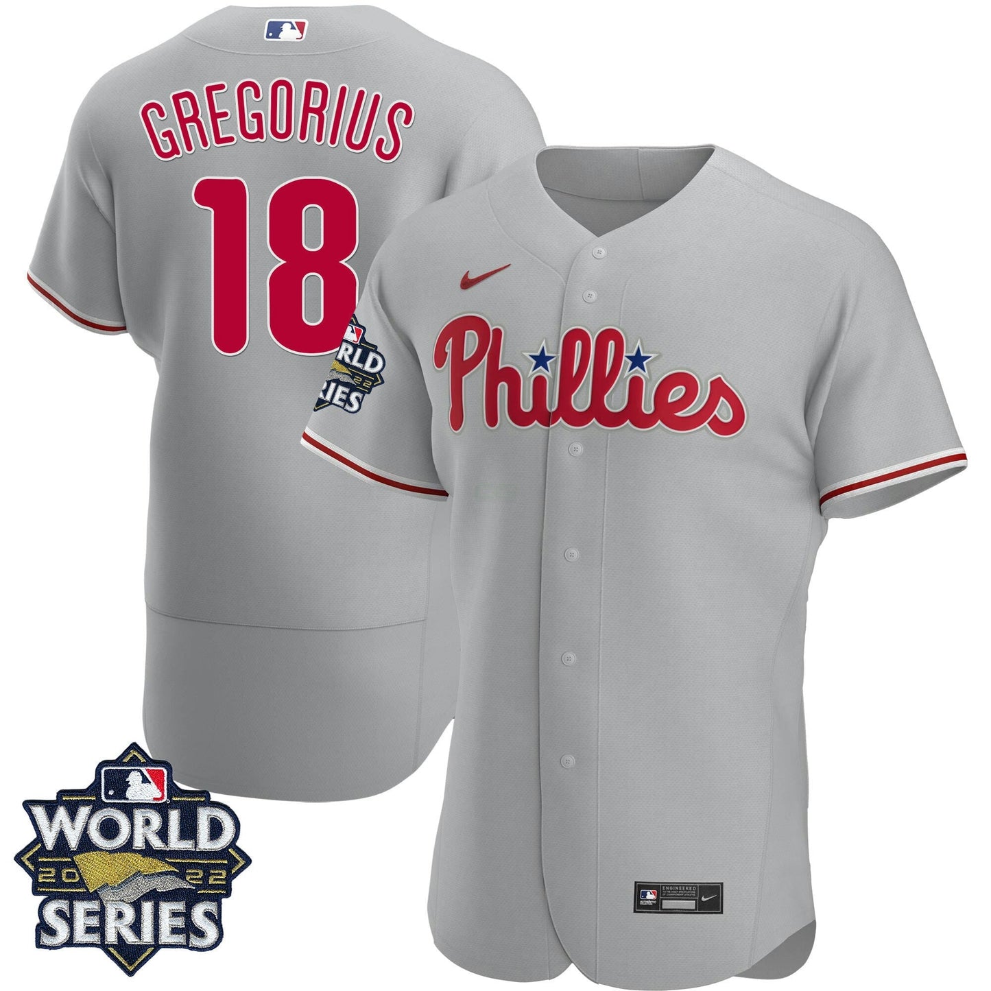 Camisa MLB Men’s Philadelphia Gray Road 2022 World Series Jersey