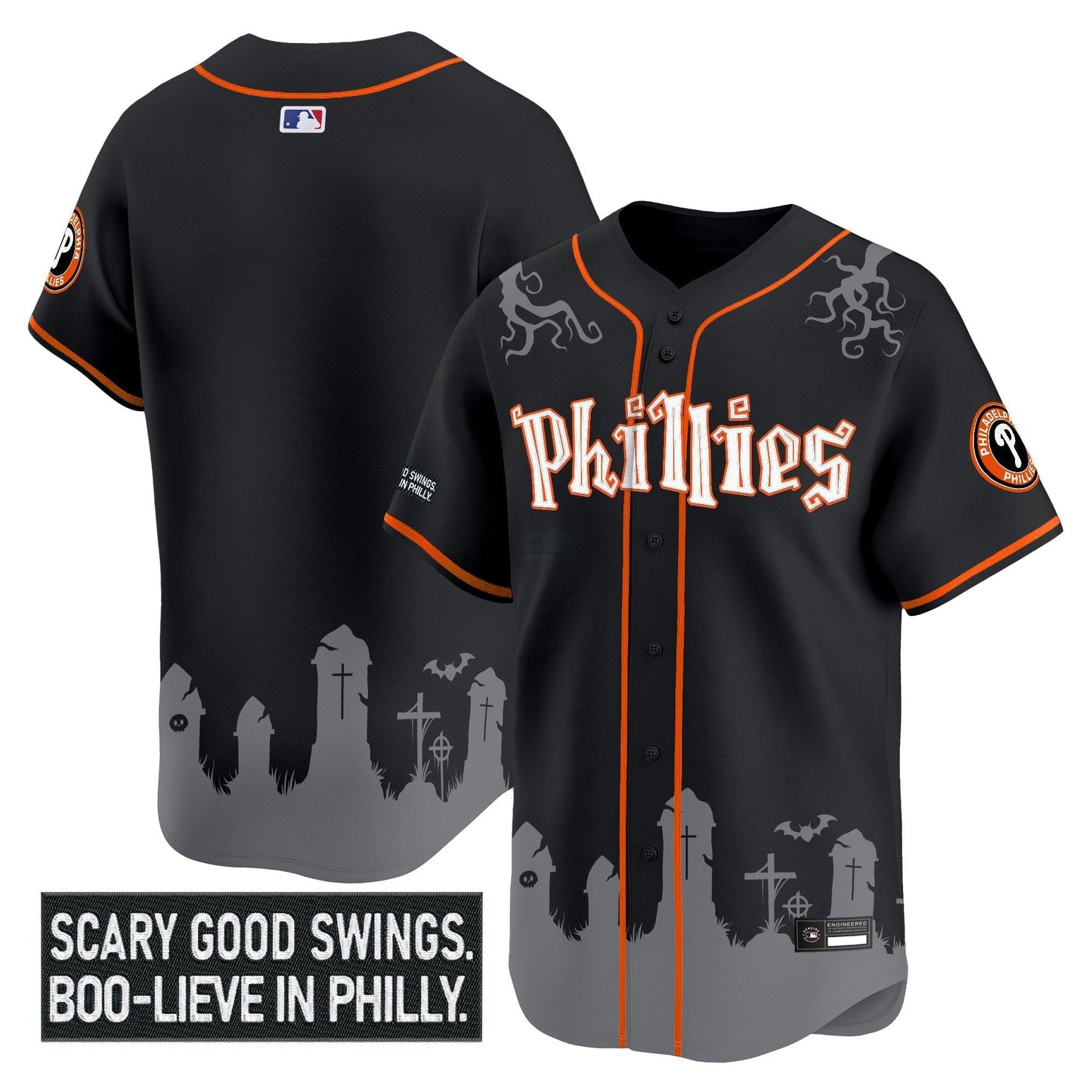 Camisa MLB Men’s Philadelphia ‘Halloween Spooky Edition’ Premier Limited Jersey – Stitched