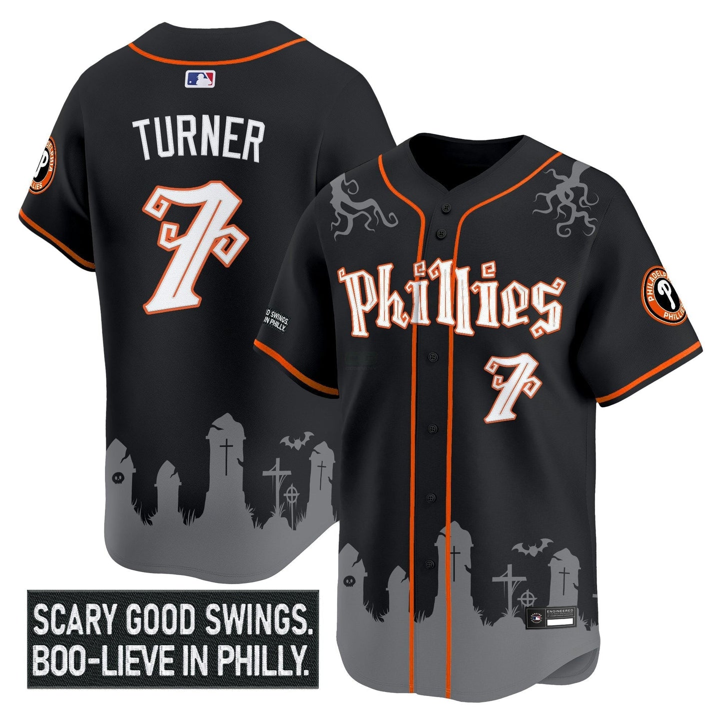 Camisa MLB Men’s Philadelphia ‘Halloween Spooky Edition’ Premier Limited Jersey – Stitched