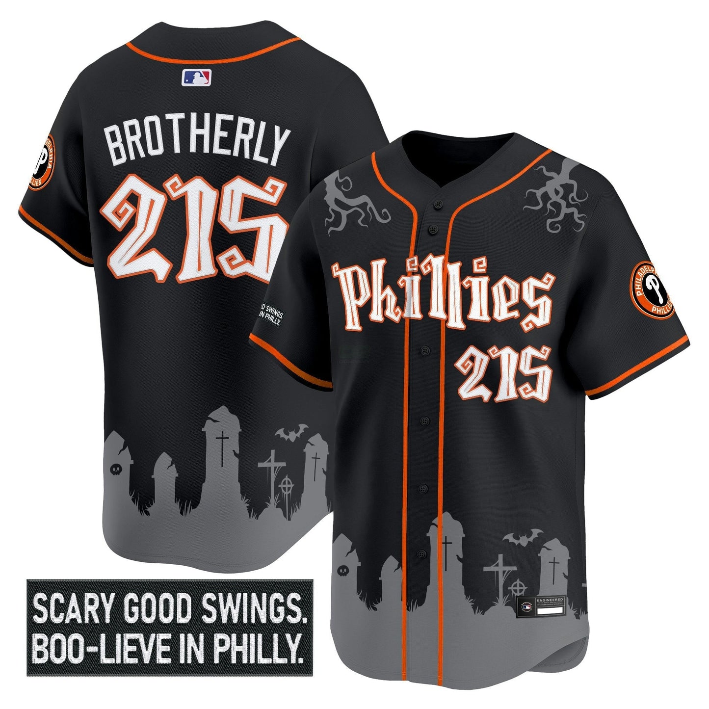 Camisa MLB Men’s Philadelphia ‘Halloween Spooky Edition’ Premier Limited Jersey – Stitched