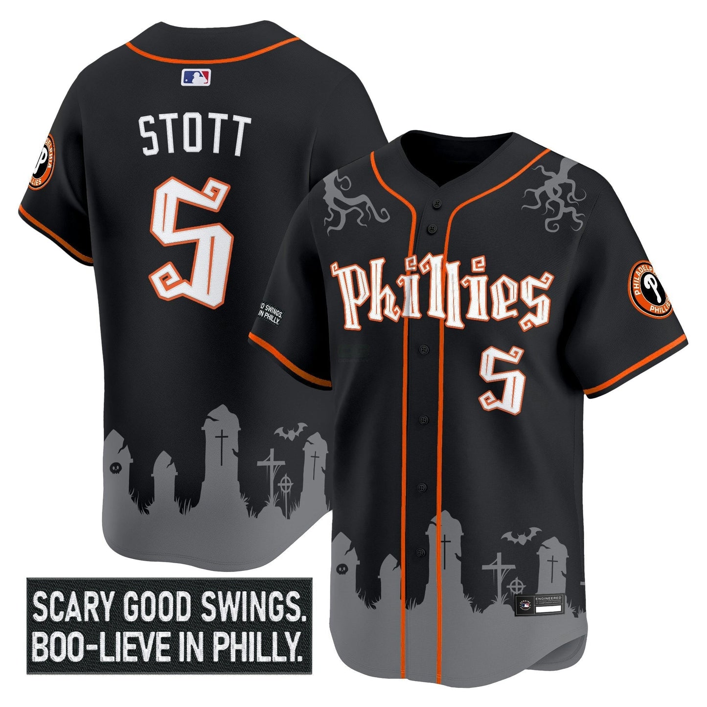 Camisa MLB Men’s Philadelphia ‘Halloween Spooky Edition’ Premier Limited Jersey – Stitched