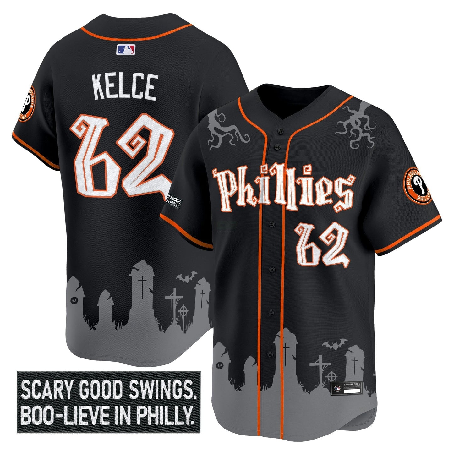 Camisa MLB Men’s Philadelphia ‘Halloween Spooky Edition’ Premier Limited Jersey – Stitched