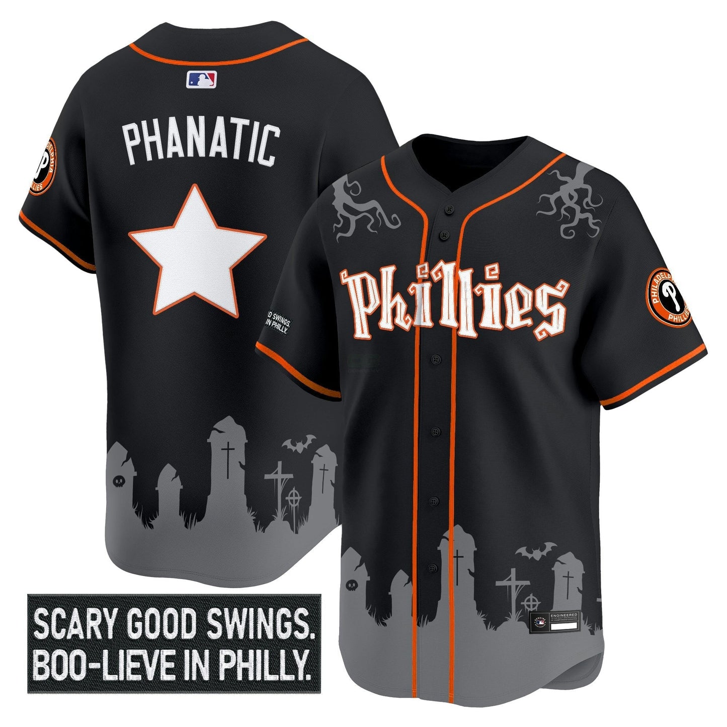 Camisa MLB Men’s Philadelphia ‘Halloween Spooky Edition’ Premier Limited Jersey – Stitched